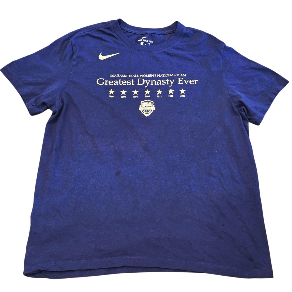 Nike Team USA Womens Basketball Greatest Dynasty Olympic Gold T Shirt L Blue